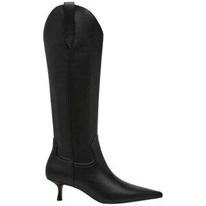 Steven New York Britt Knee High Western Boot Women's 8 Black Kitten Heel Cowboy